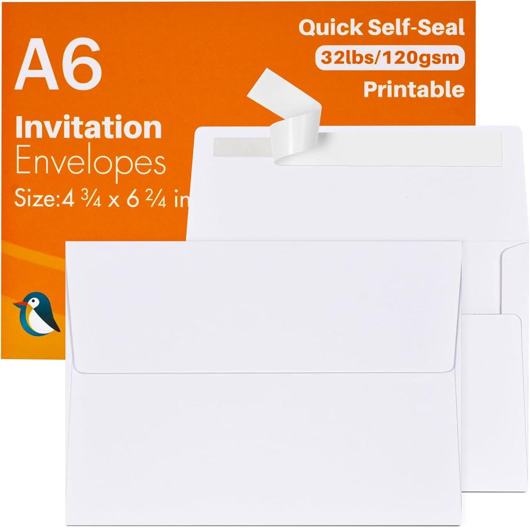 9x6 Envelopes Letter Size, White Envelopes Self Seal for Wedding Invitation, Envelope for Greeting Cards, Photos, Baby Shower, Graduation, Thank You Cards, Announcements