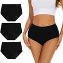 Allbase Incontinence Underwear for Women High Absorbency Period Panties Ladies Leakproof Protective Menstrual Postpartum Bladder Control Washable Cotton Briefs Black Multipack L Pack Of 3