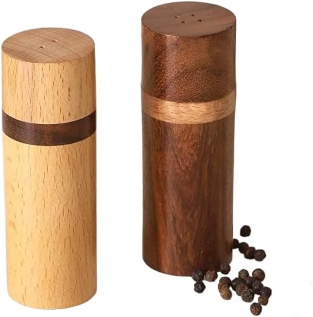 Wooden Salt & Pepper Shaker Set of 2 | Premium Oak & Rosewood | Tabletop Spice Shakers for Dining Table & Kitchen