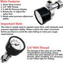 Beduan Flow Control Valve, 1/4" NPS Water Pressure Reducer Adjustable Control Valve with Gauge