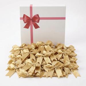 Gold Gift Wrap Bows – 50pcs 3.3 Inch Elegant Satin Bows for Gift Wrapping, Wedding Decor, Baby Shower, Party Decorations, Birthday, Easter, Christmas, Anniversary, DIY Crafts, Gift Bags
