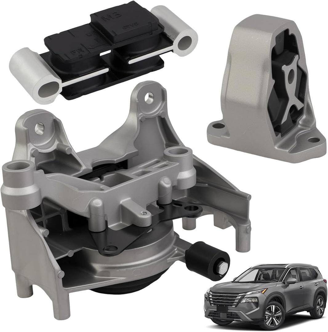 3Pcs Engine Transmission Mount Kit for Nissan Rogue 1.5L 2021 2022 2023 2024,Automatic CVT Trans- Side Engine Motor Rear Lower Torque Rod Mount #11220-6RC1A,11360-6RC0A,11360-6RC5B