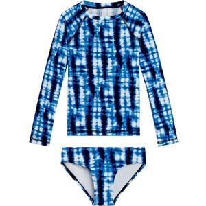 Kanu Surf Girls' Long Sleeve Rashguard UPF 50+ Two Piece Swim Set (14-16, Dawn Denim)