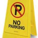 Yellow No Parking Sign, Two-Sided Folding Floor Sign, 24x12 Inches, Plastic, Functional Visibility