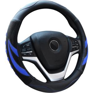 Alusbell Microfiber Leather Steering Wheel Cover Breathable Auto Car Steering Wheel Cover for Men and Women Universal 15 Inches (Blue)