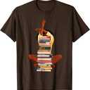 Black Woman and Books Stack Afro Girl Book Lover T-Shirt Small