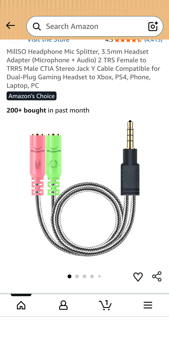 MillSO Headphone Mic Splitter, 3.5mm Headset Adapter (Microphone + Audio) 2 TRS Female to TRRS Male CTIA Stereo Jack Y Cable Compatible for Dual-Plug Gaming Headset to Xbox, PS4, Phone, Laptop, PC