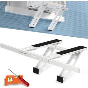 Window AC Support Bracket, No Drill, Heavy Duty Holds Up to 350LBS | Adjustable Air Conditioner Mount for Single & Double Hung Windows, Universal Units for 5000-24000 BTU Qick Install, White