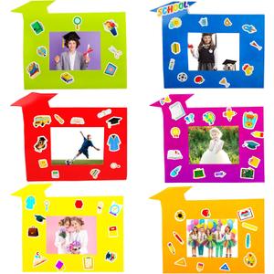 Spaluck 36 Packs Graduation Picture Frame Craft Kits with 24 Sheets Stickers Kindergarten Preschool DIY Craft Grad Photo Frames for Kids Kindergarten Classroom Graduation Party Favor