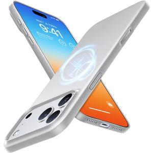 TORRAS Magnetic Slim-Fit for 17 PRO MAX Case, Ultra-Thin ProMax 17 Phone Case Compatible with MagSafe, Light Anti-Scratch Matte Hard PC Bayer 6.9 inch OriginFit, Silver