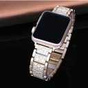 Bling Bands Compatible with Apple Watch Band 42mm/41mm/40mm/38mm Iwatch Series 11/10/9/8/7/6/SE/5/4/3/2/1, Women Metal Rhinestone Dressy Replacement Wristband, Champagne Gold