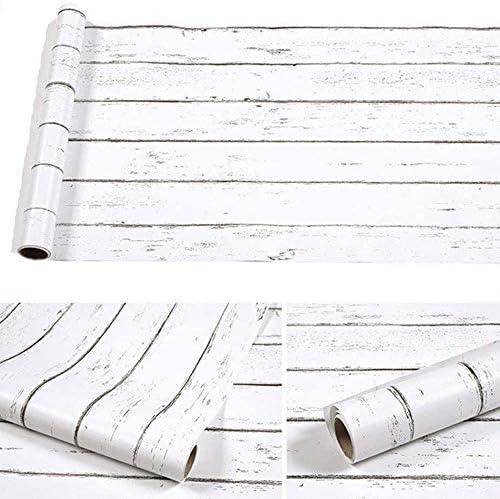 LIFAVOVY 17.7 Inch x 32.8 FT White Wood Wall Paper Self Adhesive Peel and Stick Wallpaper Contact Paper for Kitchen Countertop Cabinet Furniture Bedroom Decor