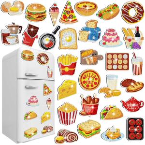 30 Pcs Diamond Art Magnets Easy Diamond Painting Magnet Kits for Adults Kids DIY Fridge Home Decors(Food)