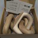 PEAKOLY Book Shelf Decor Items - Acacia Wood Chain Link Decor, Coffee Table Accessories, Bookshelf Decors, Sculpture for Shelves, Wooden Decorative Objects, Link Ornament, Living Room Accents