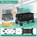 SUNNYFEEL 300L Collapsible Wagon Cart with Big Wheels, 550LBS, Black