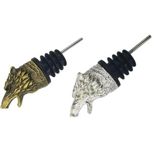 Wolf Head 2-In-1 Wine Bottle Pourer and Stopper, Dragon Gifts for Men Women Dragon Fans, Liquor Bottle Pourers Spout for Alcohol Spirits, Wine Accessories Gifts2pcs