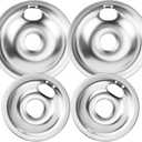 WB31T10010 WB31T10011 Electric Stove Drip Pans Chrome Fit for Kenmore Hotpoint GE Electric Surface Burner by Cenipar-Includes 8-inch (2 Pack) and 6 Inch(2 Pack) Drip Pans