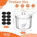 12 Pieces 7.1 oz Acrylic Sugar Containers With Label, Clear Sugar Bowl with Lid and Spoon, Toppings Containers for Salt, Tea, Spices, Coffee and Condiments