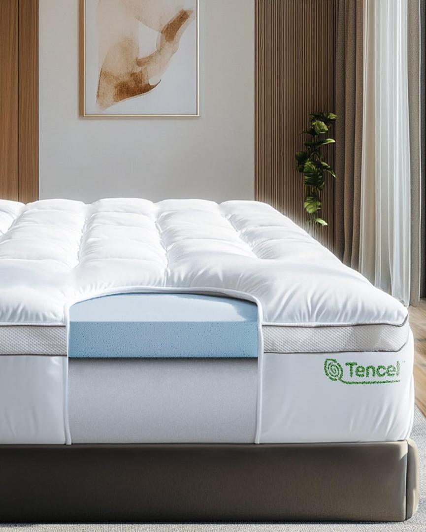 ViscoSoft 4 Inch Pillow Top Memory Foam Mattress Topper Full XL - Cooling Hybrid Lux Dual Layer Bed Mattress Pad - CertiPur-US Certified