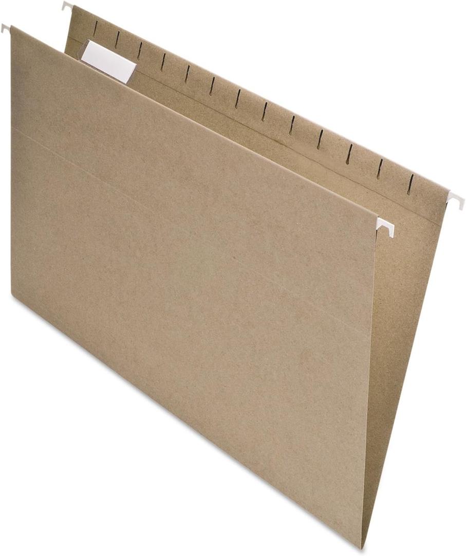 Pendaflex Earthwise 100% Recycled Hanging File Folders, 1/5 Cut, Legal Size, Natural, 25 per Box (76542)