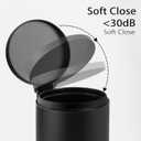 TIPGO 1.2 Gallon Small Black Trash Can, 4.5 Liters Bathroom Garbage Can with lid, Mini Step Trash Bin, Stainless Steel Wastebasket for Bathroom, Bedroom, Office (Matte Black)