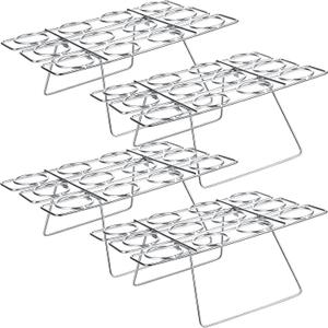 Sawysine 2 Pieces Ice Cream Cone Stand Cupcake Cones Baking Rack Stainless Steel 24 Holes Ice Cream Cupcakes Holder for Baking, Cooling, Displaying, Serving Treats