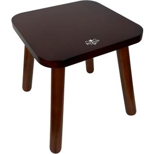 BEE&OAK 11 Inch Wooden Step Stools for Adults, Solid Rubber Wood Non-Slip Step Foot Stool, Heavy Duty 300 lbs One Step Stool for Bedroom, Bathroom, Kitchen,Outdoor (Dark-Walnut)