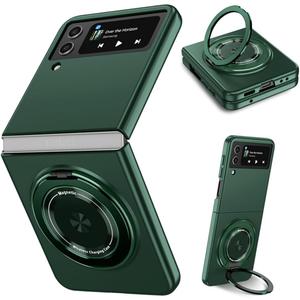 ZHOZEXIN Compatible with Samsung Galaxy Z Flip 4 Case, Magnetic Hinge Protection Shockproof Matte PC with Non-Slip Grip Protective Cover for Samsung Galaxy Z Flip 4 5G (Green)