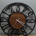 1st owned Large Wall Clock for Living Room Decor- 20" Decorative Antique Silent Non Ticking,Battery Operated,Black Metal,Wood Clocks for Farmhouse,Dining Room,Bedroom,Kitchen - Arabic Numerals
