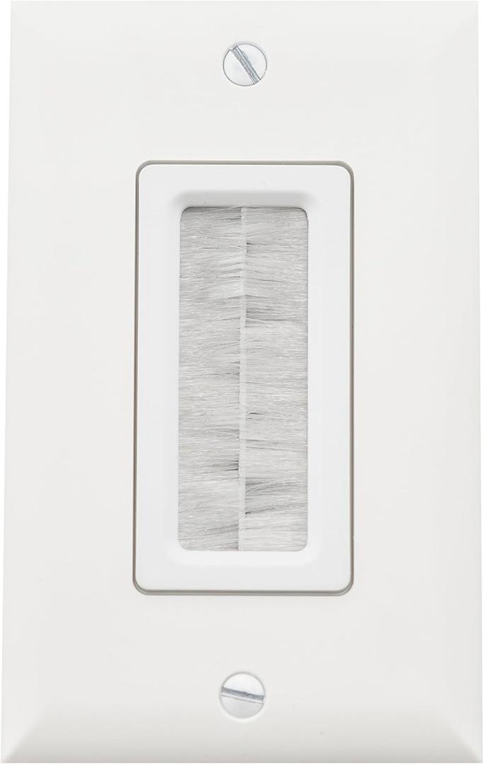 Legrand - OnQ Cable Access Wall Plate, Recessed Wall Plate Hides Low Voltage Cables Behind the Wall, Cable Wall Plate for Multiple Cords, White, WP1014WHV1