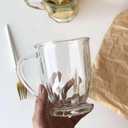 Clear Glass Coffee Mugs Set of 4, 16 OZ Large Glass Beer Cups with Handle,Bottom Nine-Sided Diner Mug for Men and Women Hot Beverages,Tea, Cappuccino, Latte, Espresso, Juice Mothers