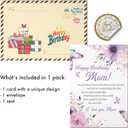2 x Birthday Card for Mom, Happy Birthday Wishes for Mom Greeting Card with Envelope and Seal, Birthday Gift, Happy Birthday Mom Card from Daughter, Son, Kids