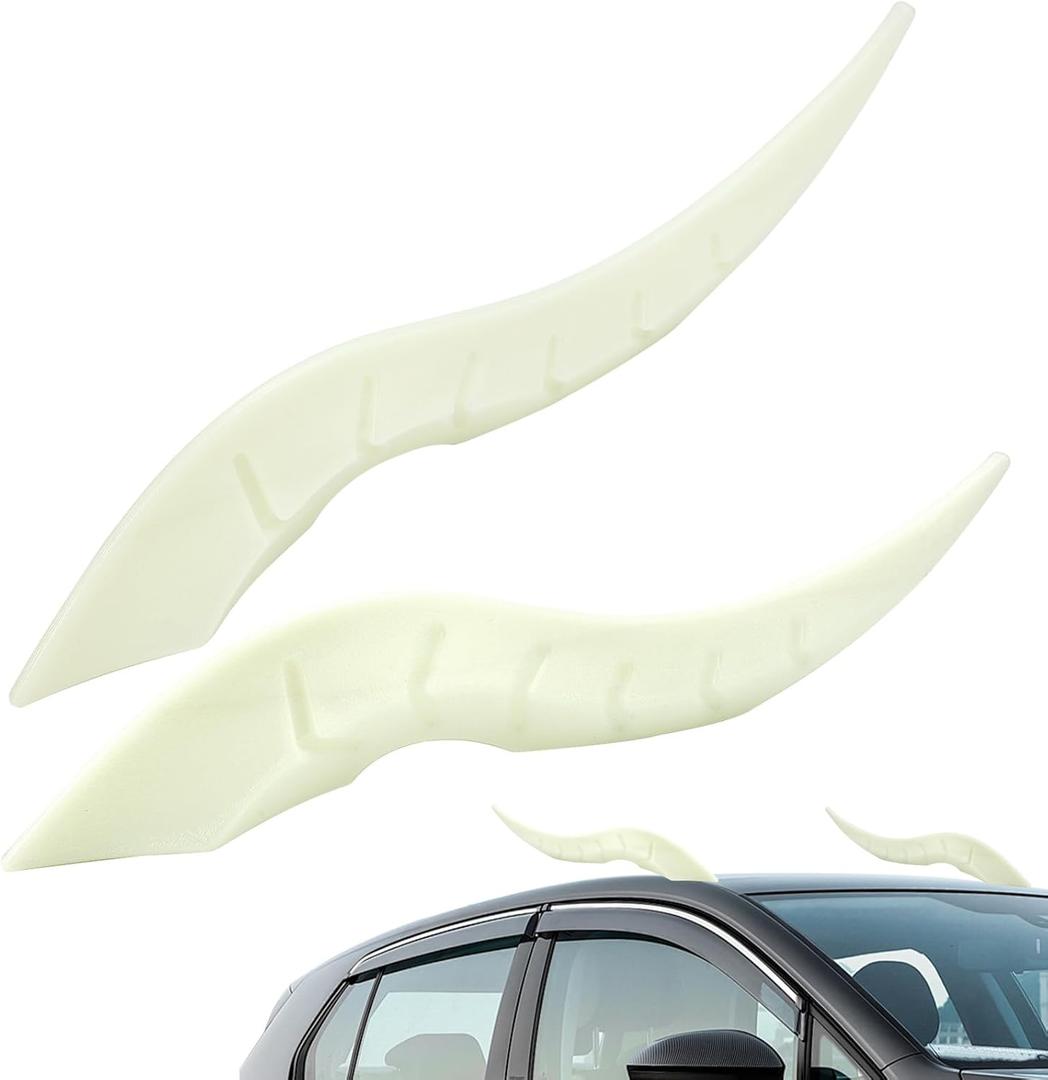2PCS 3D Dragon Horn Shaped Car Roof Decal Cool Creative Devil Horn Vehicle Head Decor No-Drill Install Exterior Accessories Universal for Automobile Sedan SUV Pickup Truck-White