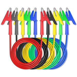 Goupchn 5PCS Alligator Clips Test Leads Dual Ended Crocodile Wire Cable with Insulators Clips Test Flexible Copper Cable for Electrical Testing 6.56ft/2m