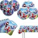 Spidey Birthday Decorations, 20 Plates, 20 Napkins and 1 Tablecover for Spidey Birthday Party Supplies, Spidey Theme Party Decorations