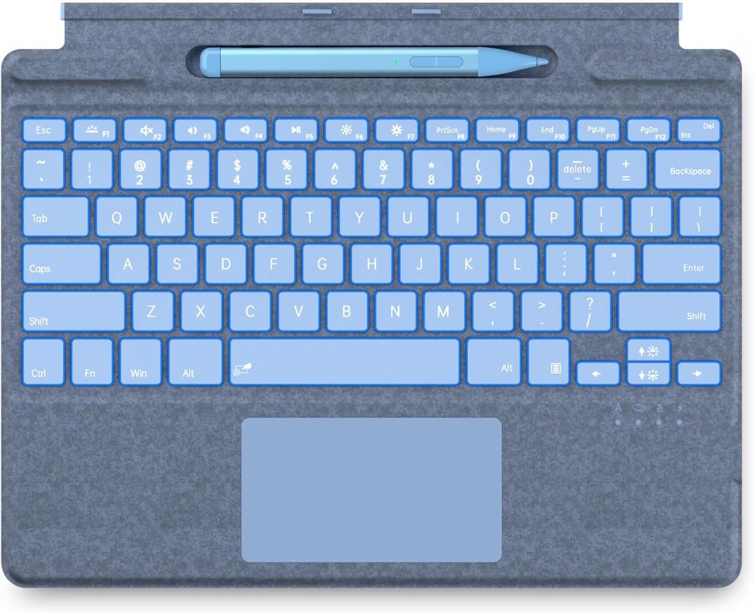 Surface Pro 9 Keyboard with Slim Pen, Compatible with Microsoft Surface Pro 11 10 9 8 X, 13 Inch Bluetooth Wireless Backlit Type Cover with Slim Pen,Keyboard with Slim Pen,Blue