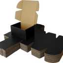 Corrugated Shipping Box Mailers, Rigid Mailers, Black Shipping Boxes with Secure Tuck Closure & 90-Degree Corners - Gift Boxes with Lids for Presents, eCommerce Packaging (6"x4"x3" Black/Set of 20)