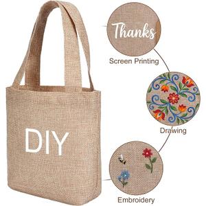 Aliceset 36 Pcs Mini Burlap Tote Bags with Handles Reusable Burlap Gift Bags with Tags Small Wedding Welcome Bridesmaids Jute Bag Bulk for Party Supplies DIY Craft (6.3 x 6.3 x 2.8 Inch,Light Brown)