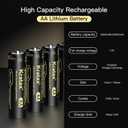 Kratax Rechargeable AA Batteries USB, 4 Pack 3000mWh high Capacity 1.5v Constant Voltage Double A USB Lithium Rechargeable Battery, 2.5h Fast Charge, Long Lasting for Blink Camera