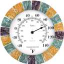 Lily's Home 10 inch Indoor or Outdoor Wall Thermometer Stone Frame Battery Operated Quartz Movement, Operated Decor for Family Room, Office, Game Room,Garden, Backyard, Pool