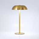 JHWDHD Portable LED Mushroom Table Lamp, 8.46'' Metal Small Cordless Desk Night Light with 5200mAh Rechargeable Battery, Stepless Dimming Lamp with 3 Colors for Bedroom/Bar/Coffee Shop (Gold)