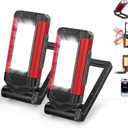 YiaMia Rechargeable LED Magnetic Work Light 2 Pack, Portable Tool Gifts for Men, 7 Flashlight Modes with Kickstand and Carabiner, USB Charging for Camping, Hunting, and Car Repairs (2, Red)