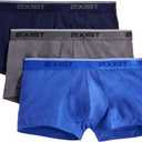 2(X)IST mens Cotton Stretch No Show Trunk 3-pack (Large, Eclipse/Lead/Dazzling Blue)
