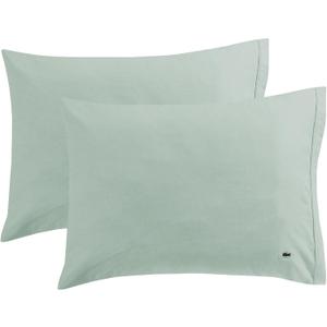 Lacoste 100% Cotton Percale 2-Piece Pair Pillowcase Set  Cool, Crisp, Matte, and Durable, Oeko-Tex Certified  Solid, Iced Mint, King