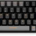 Qisan Mechanical Gaming Keyboard, Dual Mode 2.4G/BT Wireless, 60% Mini Design, Brown Switch, US Layout, 68 Keys, Computer Keyboard, Gaming Pc, Wireless Gaming Keyboard (Brown Switch with Black & Grey Combo Color)