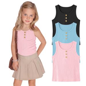 Yooo's Vivi 3 Pack Toddler Girl Tank Top, 3-Color, 4T