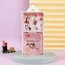 QearFun Tomato Cat Earbuds for Kids, Kawaii Wired Half in-Ear Headphones with Mic & Hard Case, Cute Foodie Kitty 3.5mm Jack Earphones for School Girls Teens (Pink)