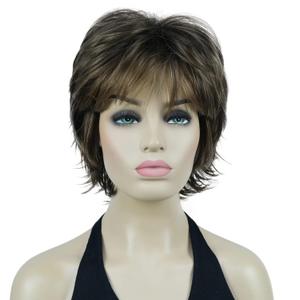 Lydell Short Layered Shaggy Wavy Full Synthetic Wigs (RM73 Brown mix)