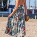 CUPSHE Women's Backless Beach Dress Halter Neck Ruffle Plunge V Neck Sleeveless Maxi Sundress Summer Dresses (L)