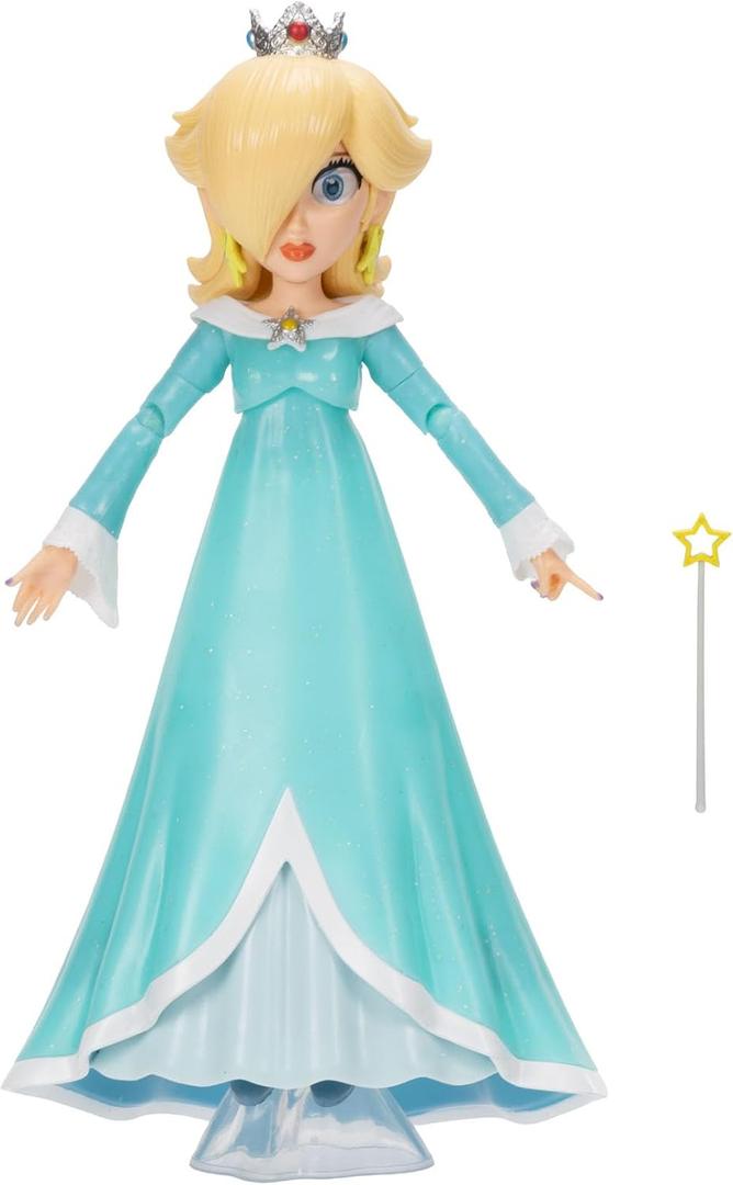 The Super Mario Galaxy Movie 5 Action Figures Series 1 Rosalina Figure with Wand and Clear Stand Accessories - Premium Details 10 Points of Articulation